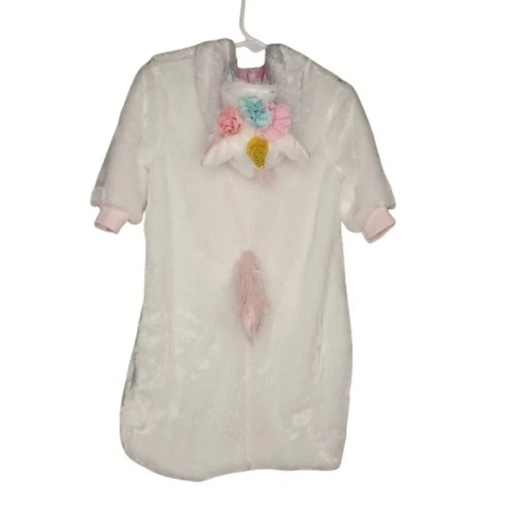 NWT Hooded Unicorn Costume Infant 3-6M White Pink Sparkle Horn Easter Dress-Up‎